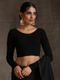 Blouse - Black Knit Stretch 3/4 Sleeves Top Blouse
